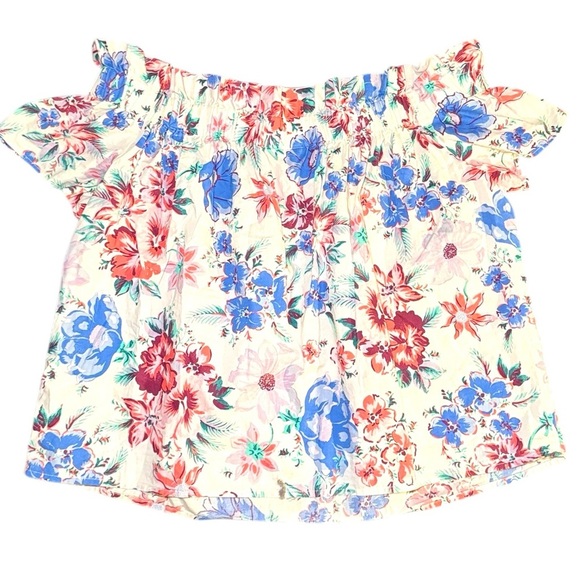 Gap Women’s Off The Shoulder Top‎ Small Floral Smocked Short Sleeve Cottagecore - Picture 3 of 8